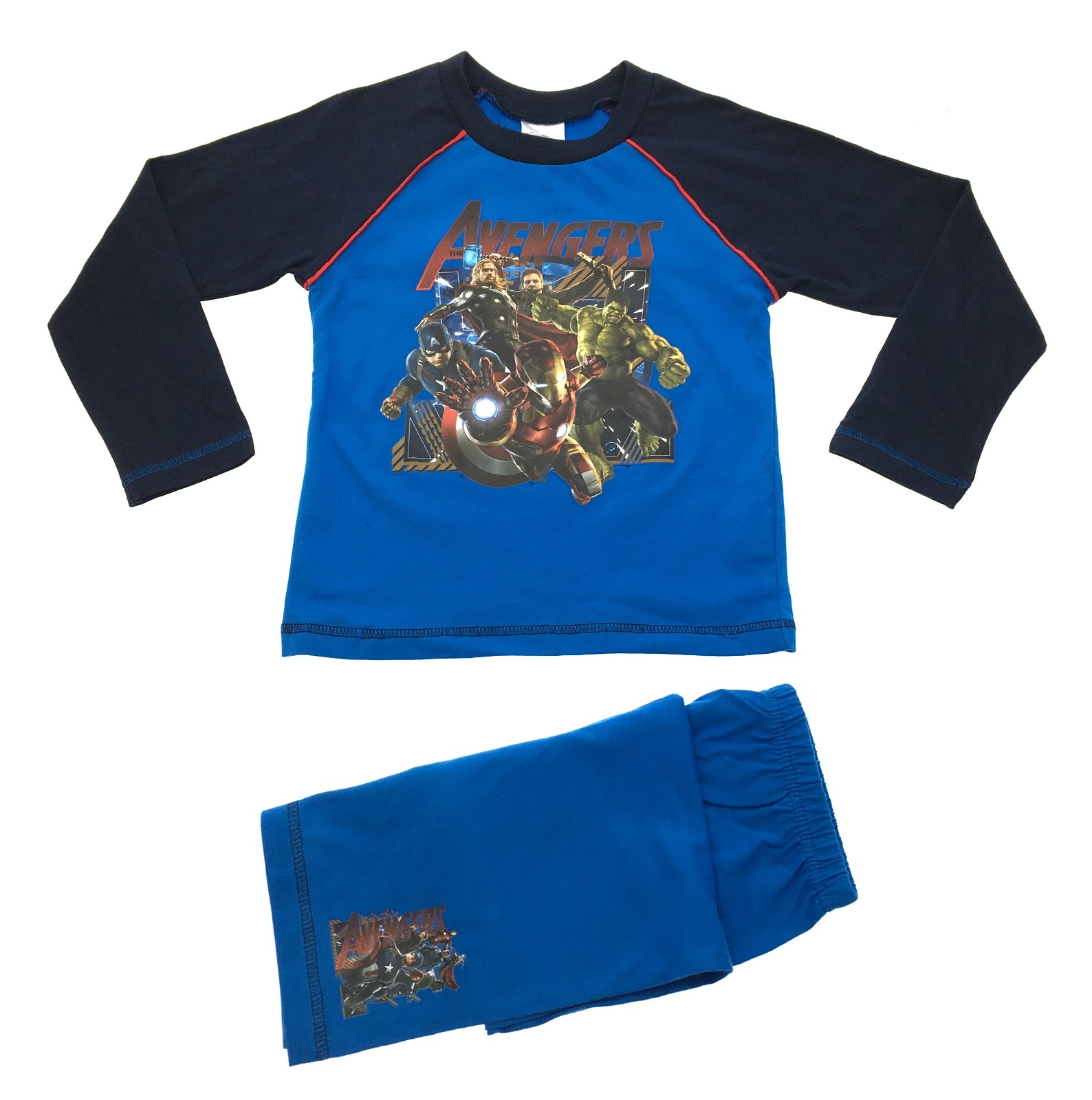Shop by category Avengers Pajamas Set. Avengers assemble! Fight crime in these adorable Marvel Avengers micro fleece pajamas. These Avengers micro fleece pjs feature some of your favorite Avengers, Thor, The Hulk, Iron Man, Vision and Captain America in an awesome screen printed image on the long sleeve top, and the pants have Marvel shields in a throughout print.. These fleece pajamas are flame resistant .
